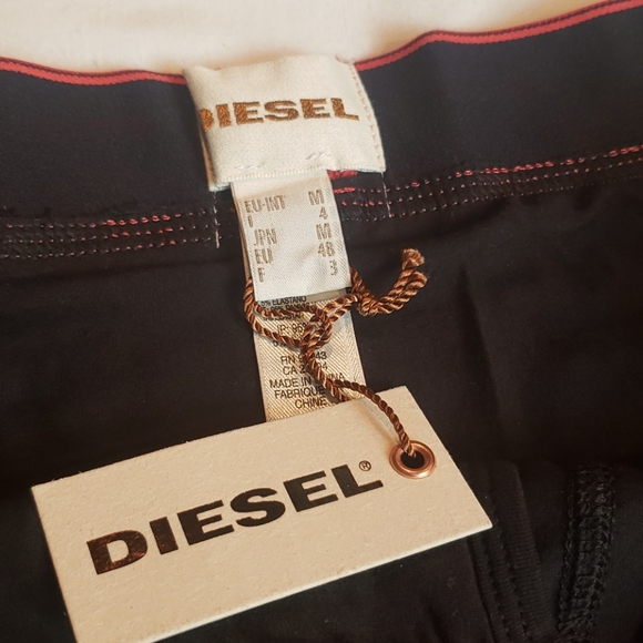 DIESEL BOXER FRIEFS, BLACK BASE COLOR WITH RED TRIMMING & MESSAGE, MEN’S, MEDIUM - Picture 2 of 8